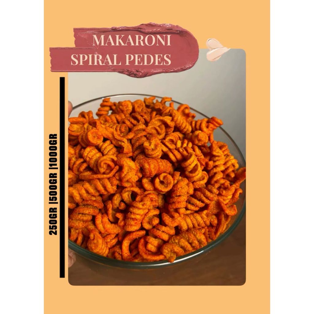 Makaroni Spiral Pedes Renyah Gurih | Cemilan Kriuk Pedas 250gr 500gr 1000gr