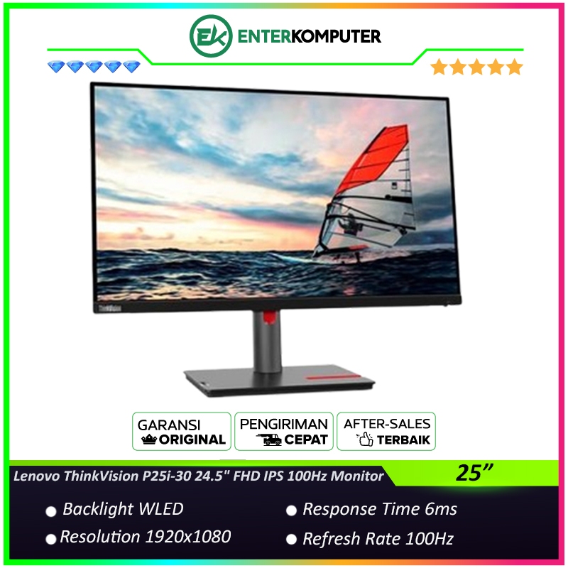 Lenovo ThinkVision P25i-30 24.5" FHD IPS 100Hz Monitor / Monitor 25 Inch