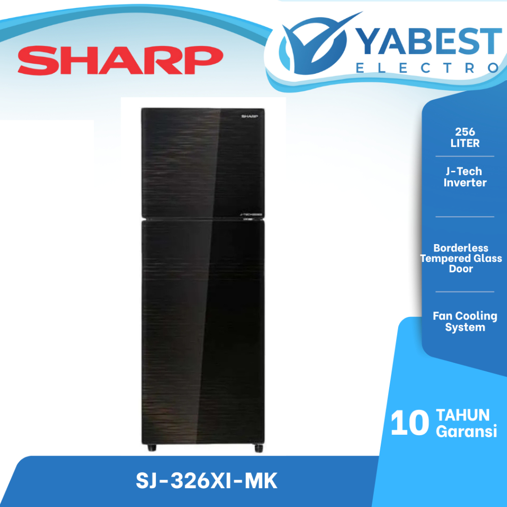 KULKAS SHARP SJ-326XI-MK LEMARI ES 2 PINTU SJ 326 XI MK INVERTER 256 LITER LOW WATT 326XIMK