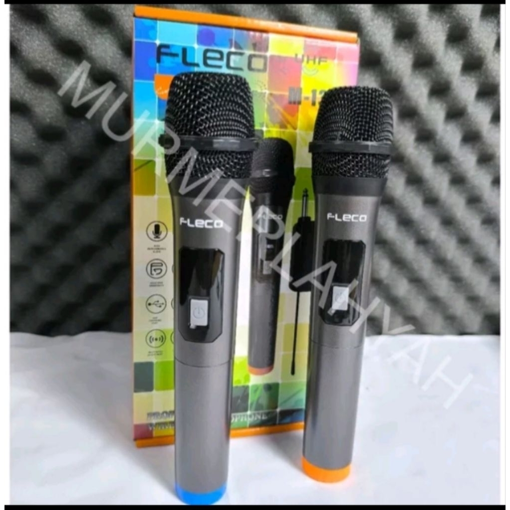Mic Professional Wireless Microphone Double isi 2 Fleco M13 M-13( Yang Baru ) Terbagus Termurah Terl