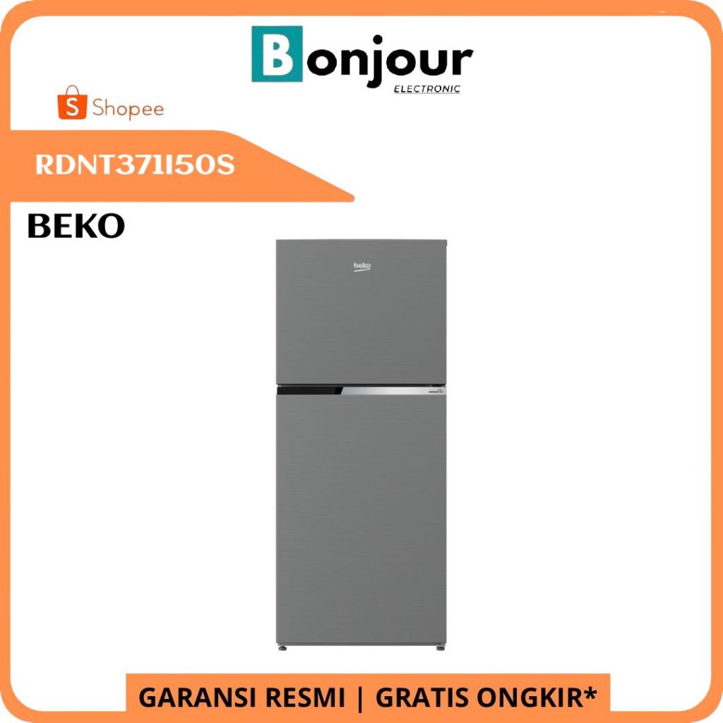 Kulkas 2 Pintu Beko RDNT371I50S Kapasitas 371 Liter Kulkas Beko Top Freezer Waarna Abu-Abu