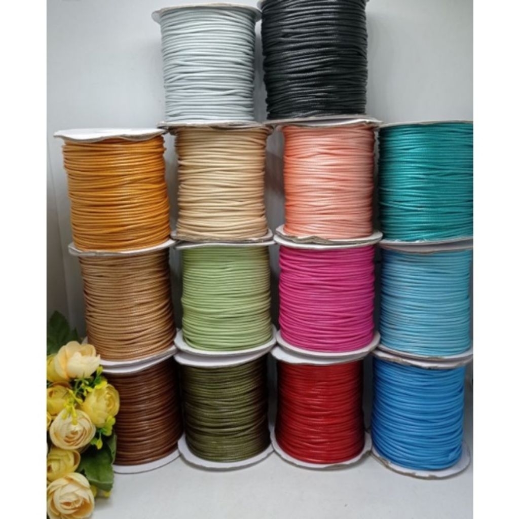 1 Roll Tali Korea 1,5mm Tali Kulit Korea Tali Hitam 1 Rol Tali Korea 2mm