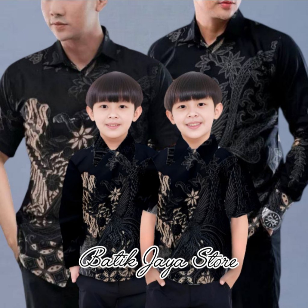 BAJU BATIK COUPLE AYAH DAN ANAK MOTIF KAWUNG HIJAU SAGE - BATIK SAGE GREEN - SERAGAM BATIK