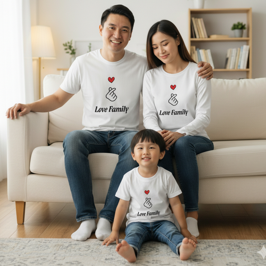 (PREMIUM QUALITY) KAOS PUTIH LOVE FAMILY SERIES/ KAOS COUPLE KELUARGA JUMBO/ BIG SIZE SAMPAI 7XL/ OV
