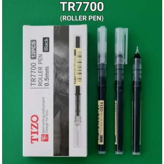 Ballpoint Gel Ink, Bolpen Gel Roller Tizo TR-7700, Pulpen Gel Tizo Roller 0.5mm (1 KOTAK 12 PCS)