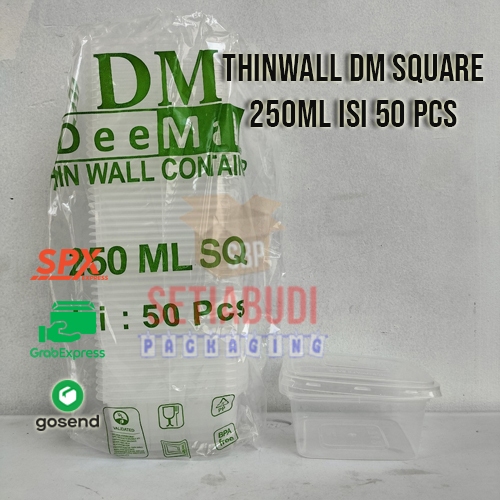 (DM) Per 25/50 Pcs Thinwall Persegi Square (SQ) Kecil / Kotak makan 150ml, 250ml`