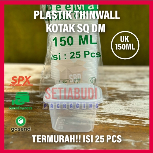 (INSTANT) Per Dus DM Thinwall Persegi Square (SQ) Sedang / Kotak makan 150ml, 250ml