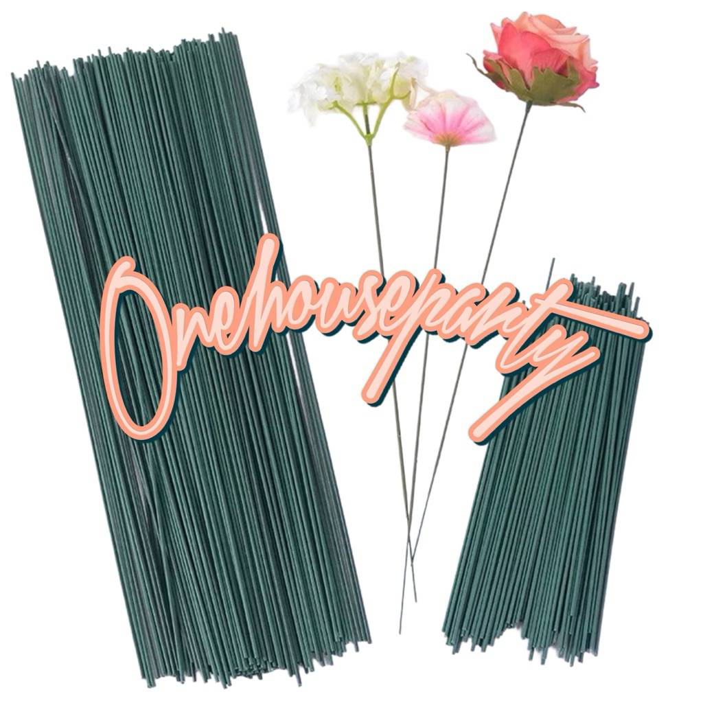Kawat Bunga per 1 pcs Kawat Tangkai Bunga 40 cm dawai tangkai kawat bunga mati tangkai hijau kawat i