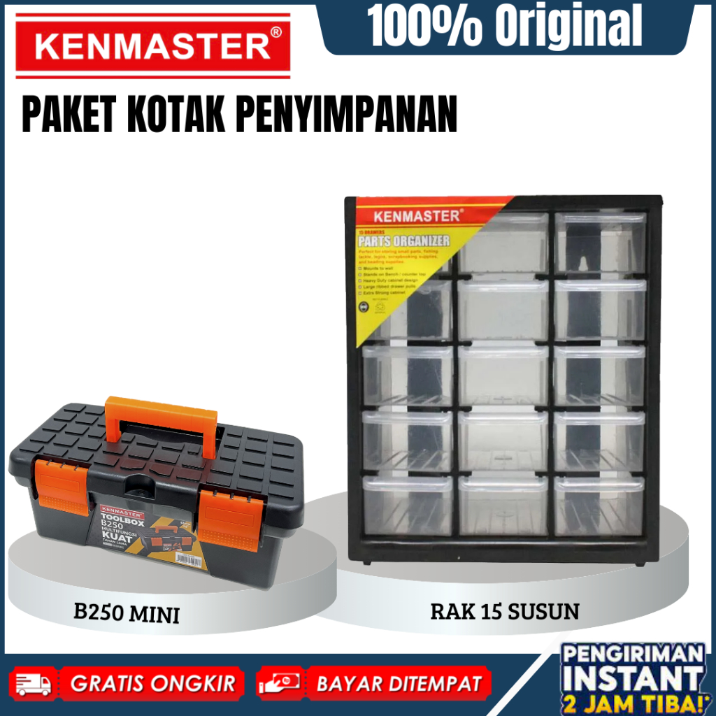 PROMO Rak 15 Susun Tool Box Mini B250 - Paket Kotak Penyimpanan Perkakas - Laci Mini Aksesoris Toolb