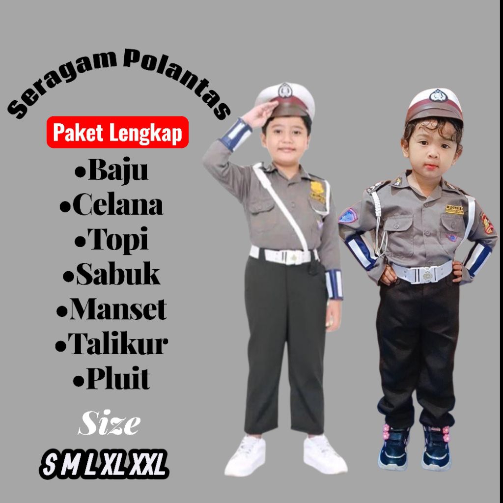 Baju polisi Anak Laki Laki/Baju polisi anak Perempuan/Seragam Baju Polisi Anak Laki Laki Tk Termurah