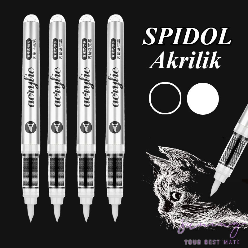 Grasp Acrylic Marker Satuan Warna Hitam dan Putih Penebal Garis Crayon Big Capacity Acrylic Marker