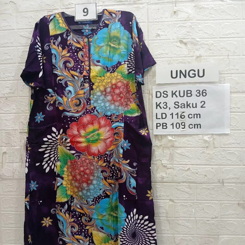 DASTER BUSUI KENCANA UNGU LABEL BIRU MURAH ASLI PREMIUM DASTER PENDEK RAYON KATUN MURAH MERIAH KEKIN
