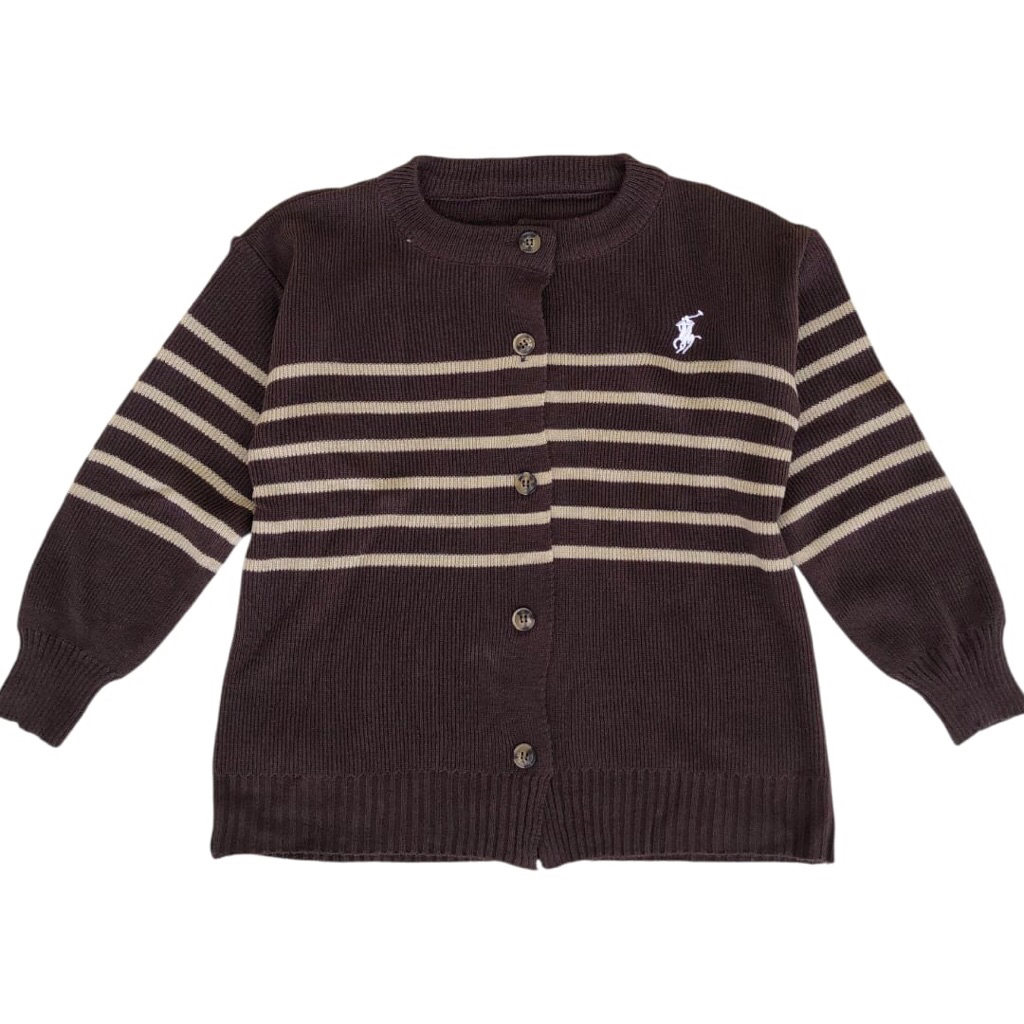 Cardigan Rajut Couple Anak Perempuan Motif Salur / Sweater Rajut Couple Motif Garis kekinian Anak da