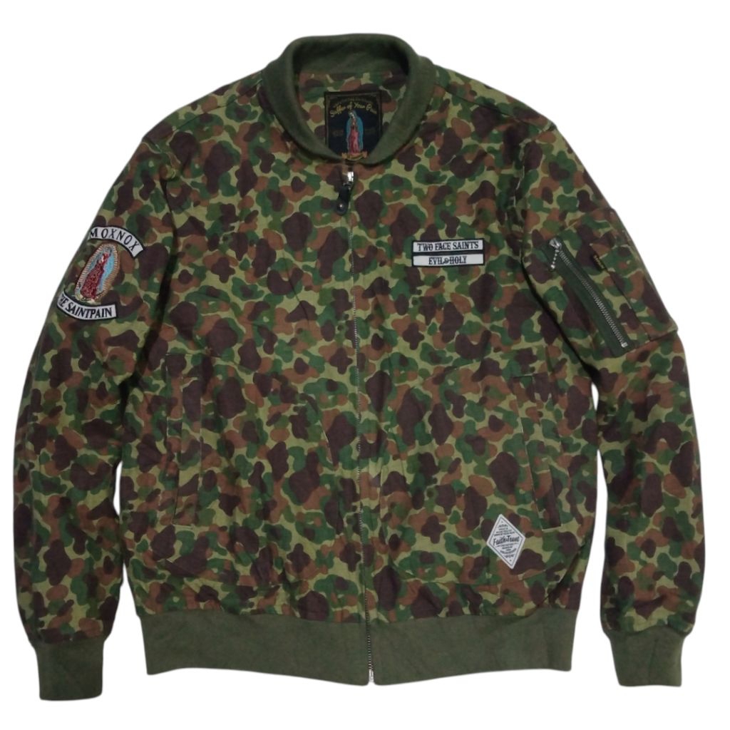 THE SAINTPAIN WORKS Camoflage Canvas Bomber Military Style Jacket