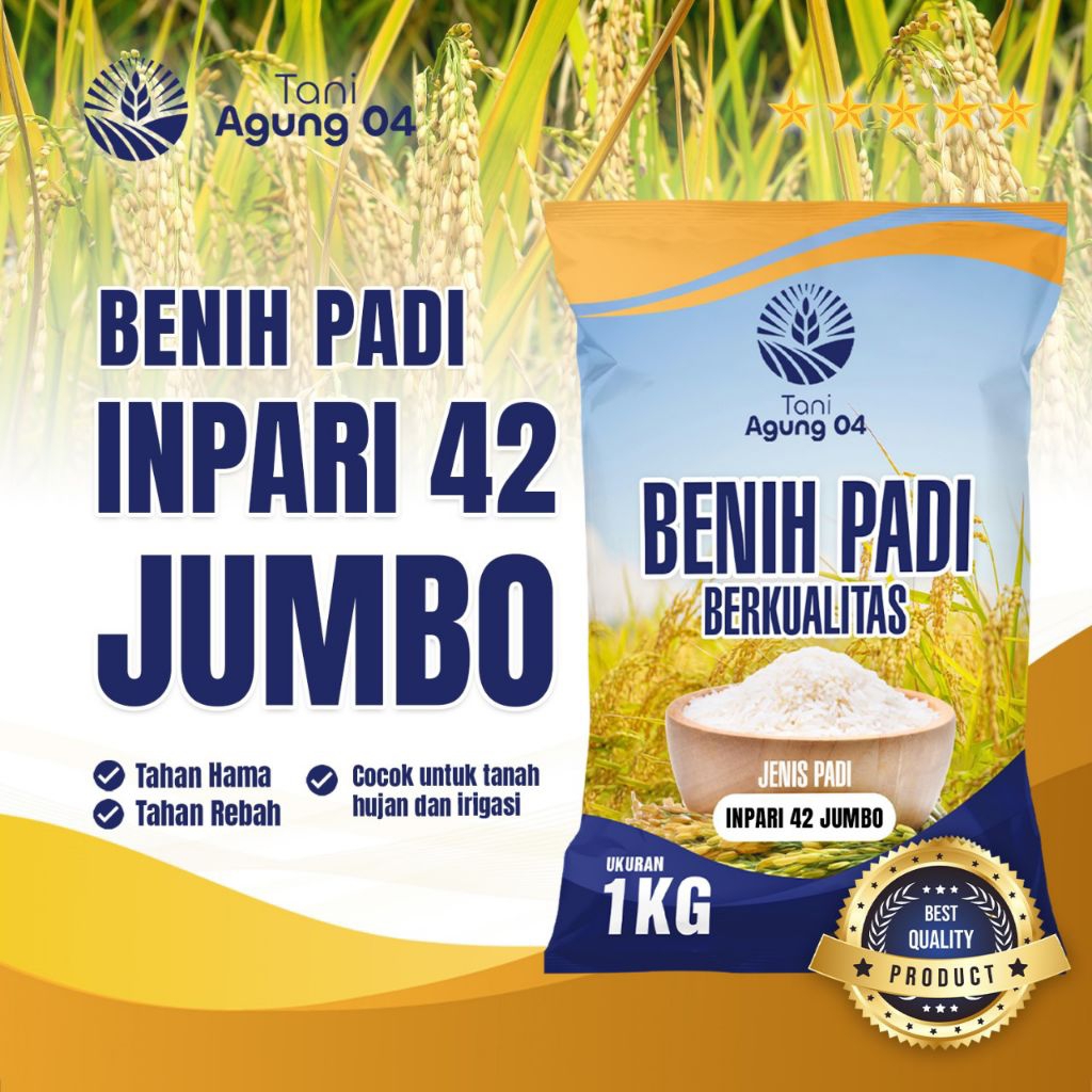 Benih padi bibit unggul Inpari 42 Jumbo Kemasan 1 kg Kualitas super premium