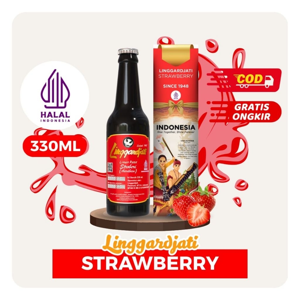 Limun Soda Linggarjati Strawberry 330ml | Linggardjati Halal Termurah
