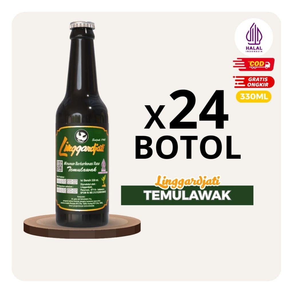[24PCS] Limun Linggardjati Temulawak 330ml | Linggar jati halal termurah
