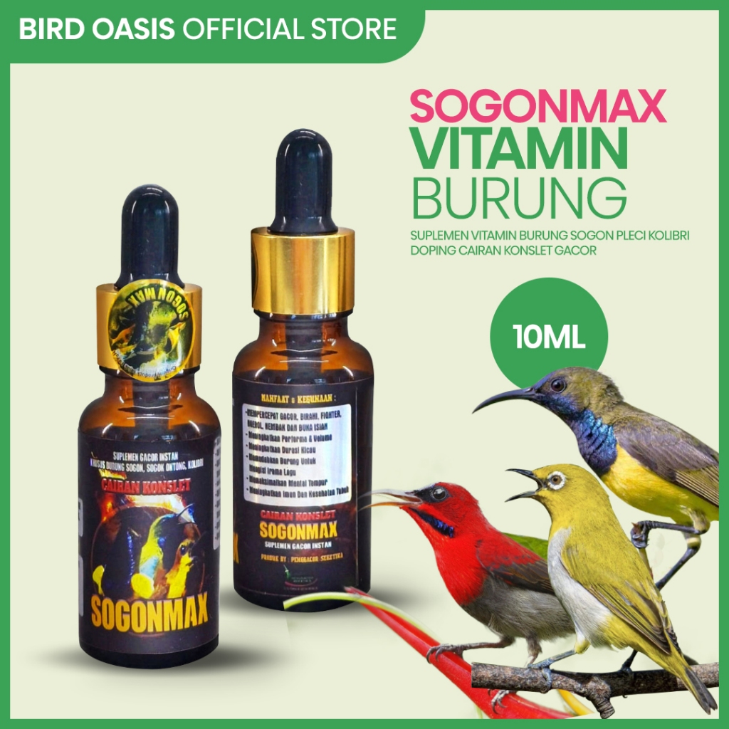 [BEST SELLER] Sogonmax 10ml Suplemen Vitamin Burung Sogon Pleci Kolibri Doping Cairan Konslet Gacor