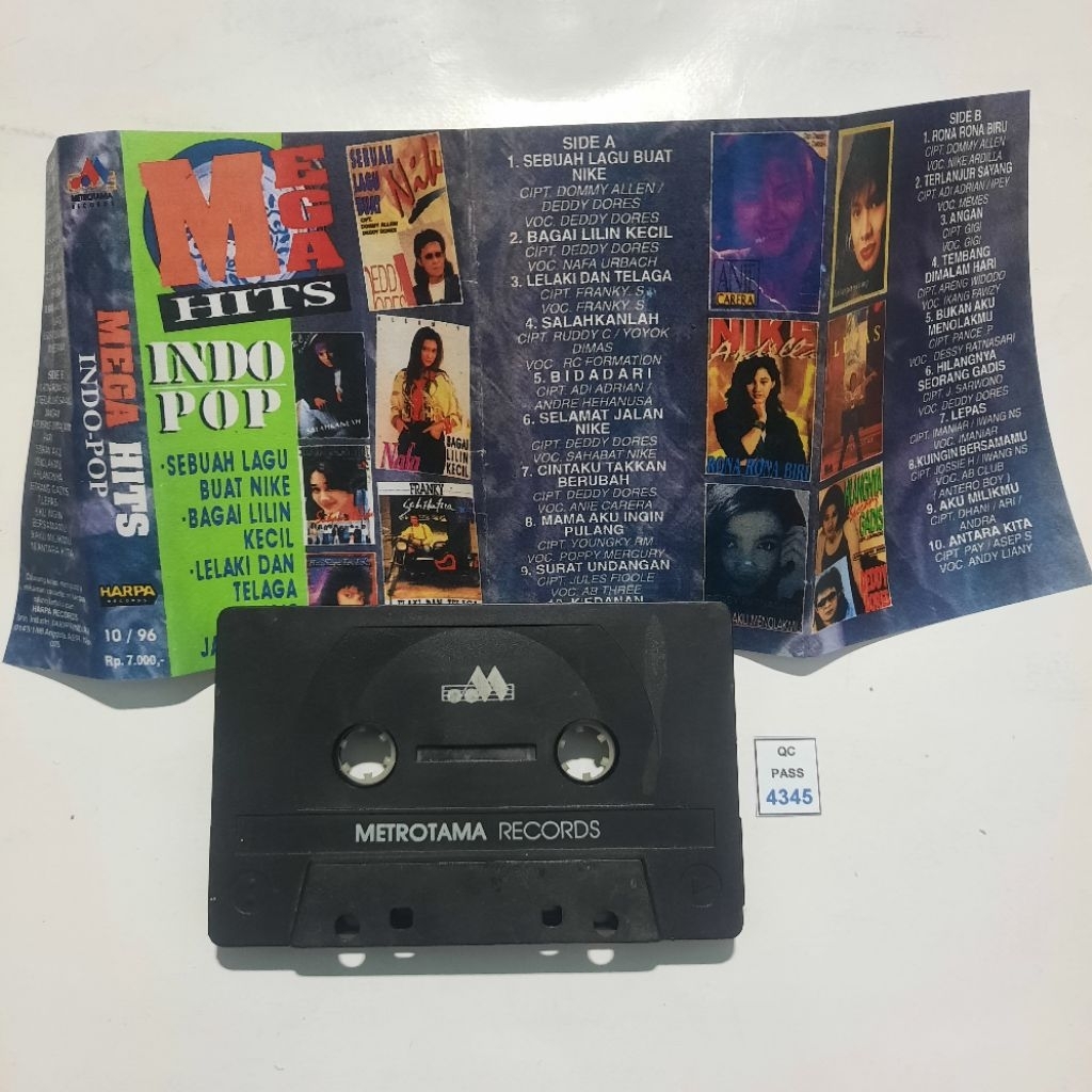 Kaset pita Kompilasi Mega Hits Indo Pop / Deddy Dores Nafa Urbach Nike Ardilla (Tanpa Cover)