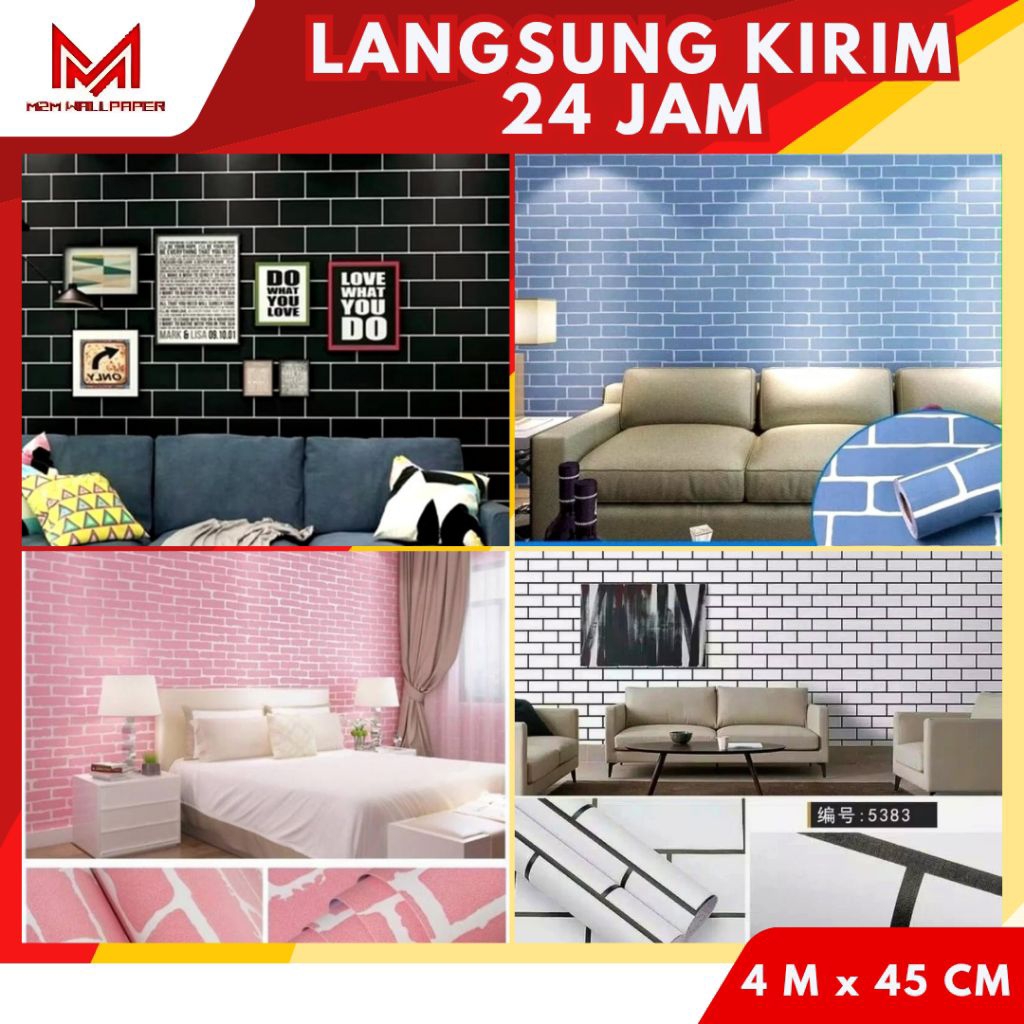 Wallpaper Dinding Kamar Motif Bata 3D Wallpaper Dinding Kamar Tidur Wallpaper Dinding Ruang Tamu Wal