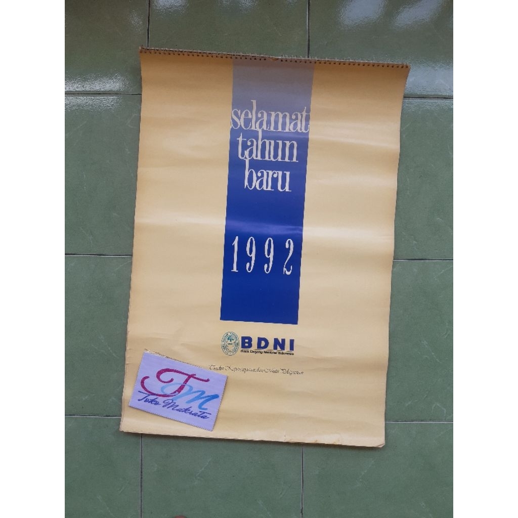 kalender BANK DAGANG NASIONAL INDONESIA / BDNI tahun 1992 jadul lawas lama