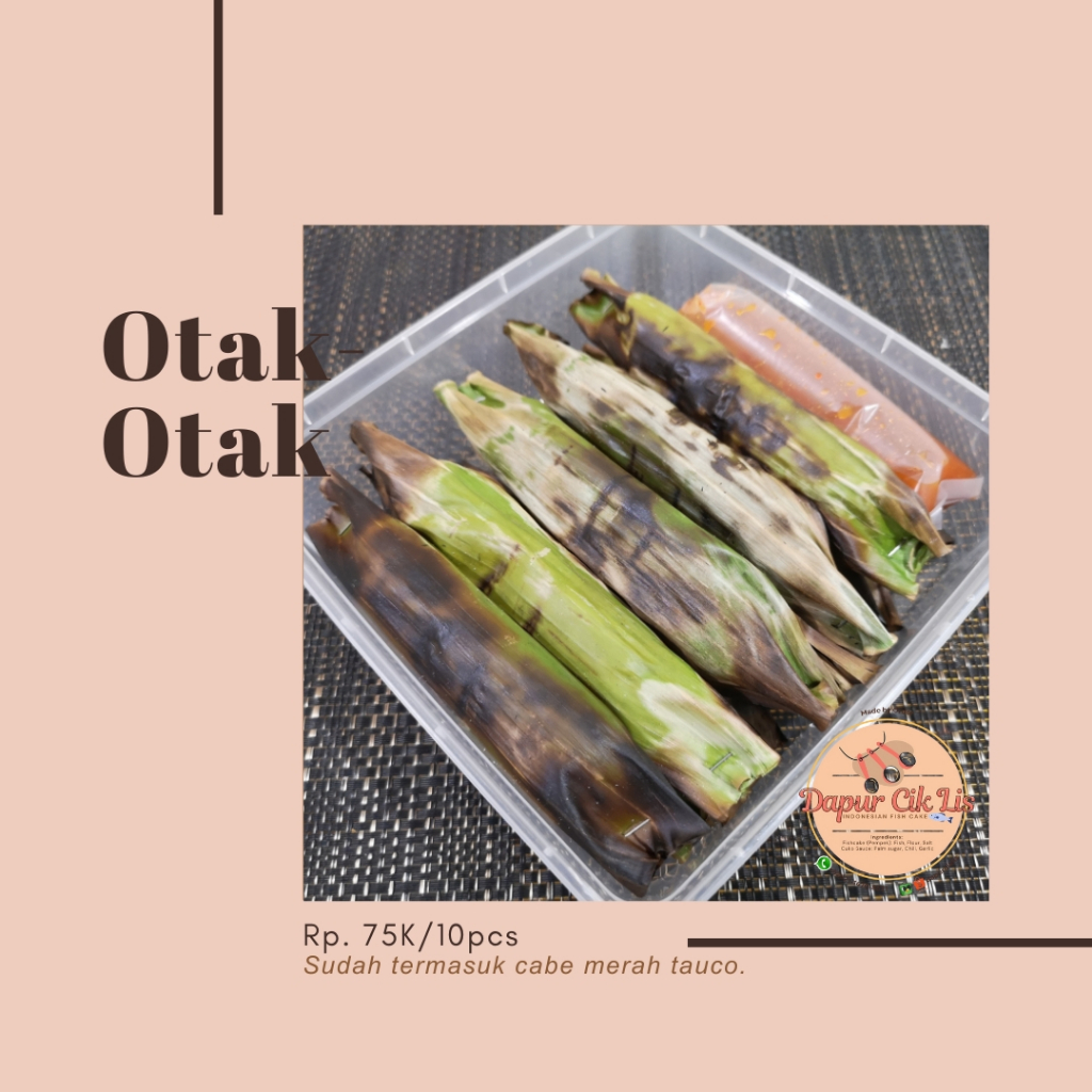 Dapur Cik Lis Pempek Palembang Non Frozen Tanpa MSG – 10 pcs Otak-Otak Panggang Asli Tenggiri + Cabe