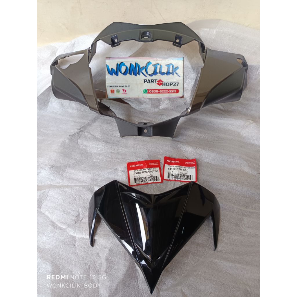 53205-KVL-N00TBR cover handle batok depan honda supra x125 batman coklat original AHM