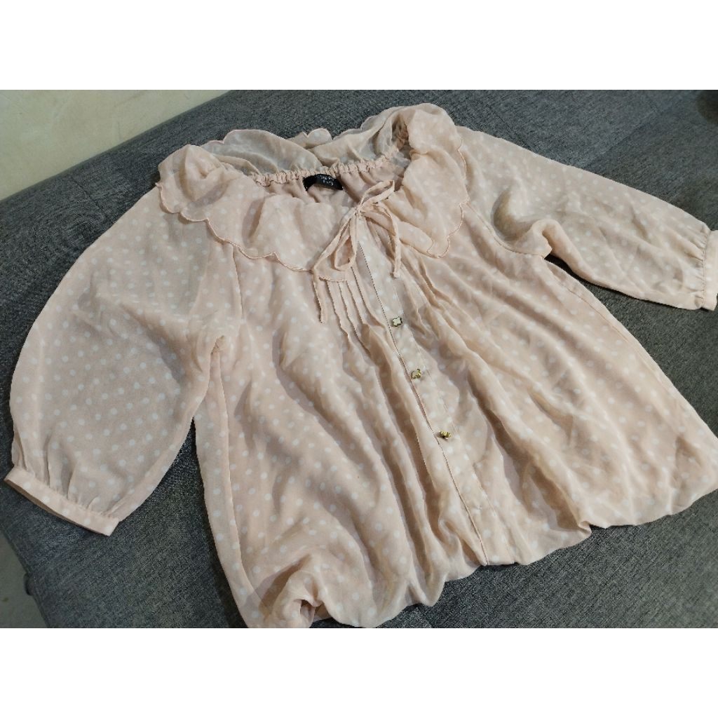 NEW Nude Cream Flower Blouse / Blouse Wanita Cantik / Vintage Blouse