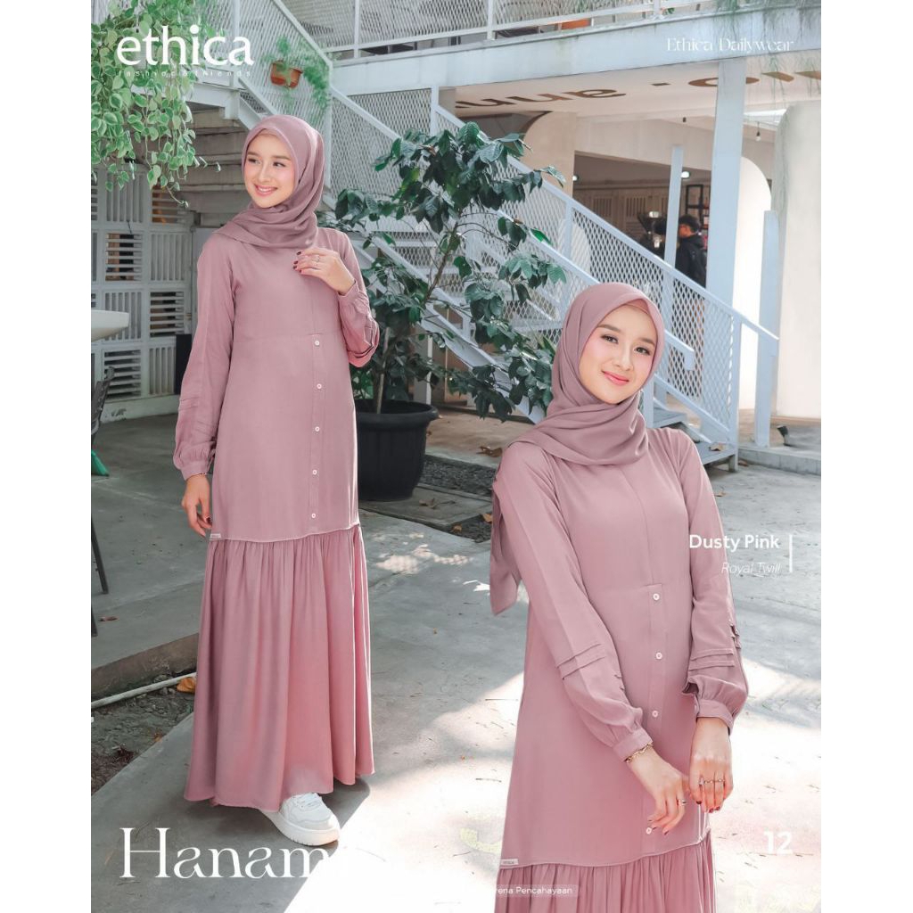GAMIS ETHICA HANAMI 12 DUSTY PINK / GAMIS ETHICA HANAMI / GAMIS ETHICA ORIGINAL / GAMIS CANTIK / GAM