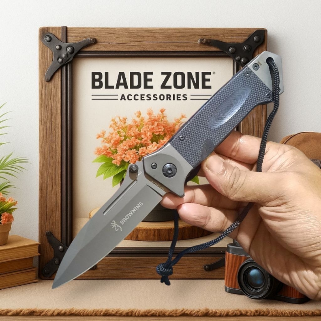 Pisau Survival Lipat Outdoor Browning Titanium Paracord / Pisau Tactical / Survival Kit