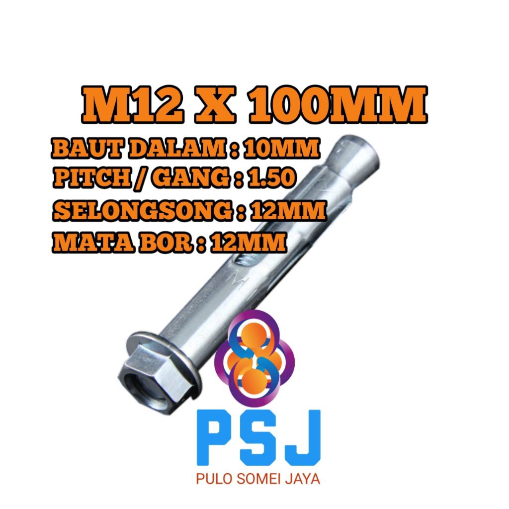 Dynabolt M12 x 100 Galvanis / Dynabolt Mur Flange / Sleeve Anchor M12 x 100