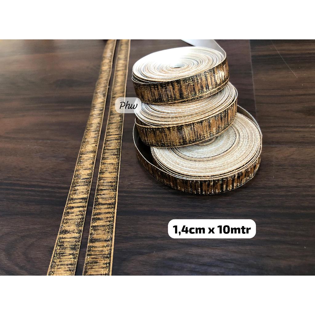 BORDERLIST PEMBATAS WALLPAPER DINDING LIST HITAM GOLD TIMBUL