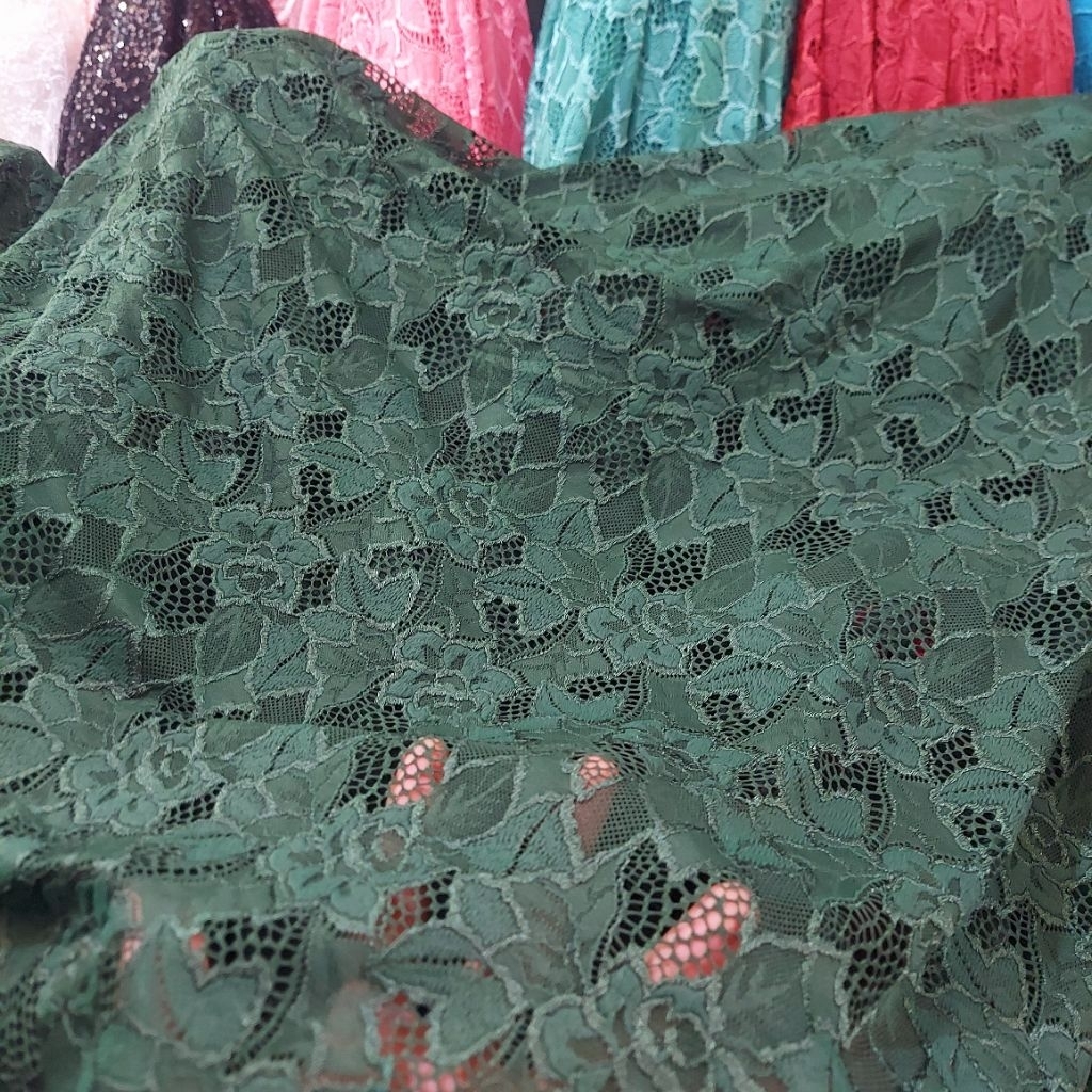 kain brokat premium  - kain brokat luxury  - kain brokat katun original ( hijau botol) c