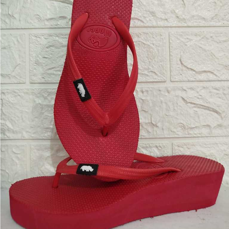 Sandal Jepit Wedges Wanita Filpper Hak 3cm Full Color