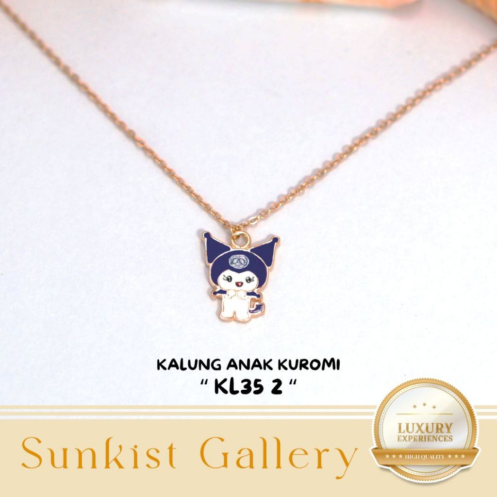 KALUNG RANTAI ANAK SATU SET DENGAN LIONTIN KUROMI EMAS ASLI EMAS MUDA KADAR 6K (300) & 8K (375) KALU
