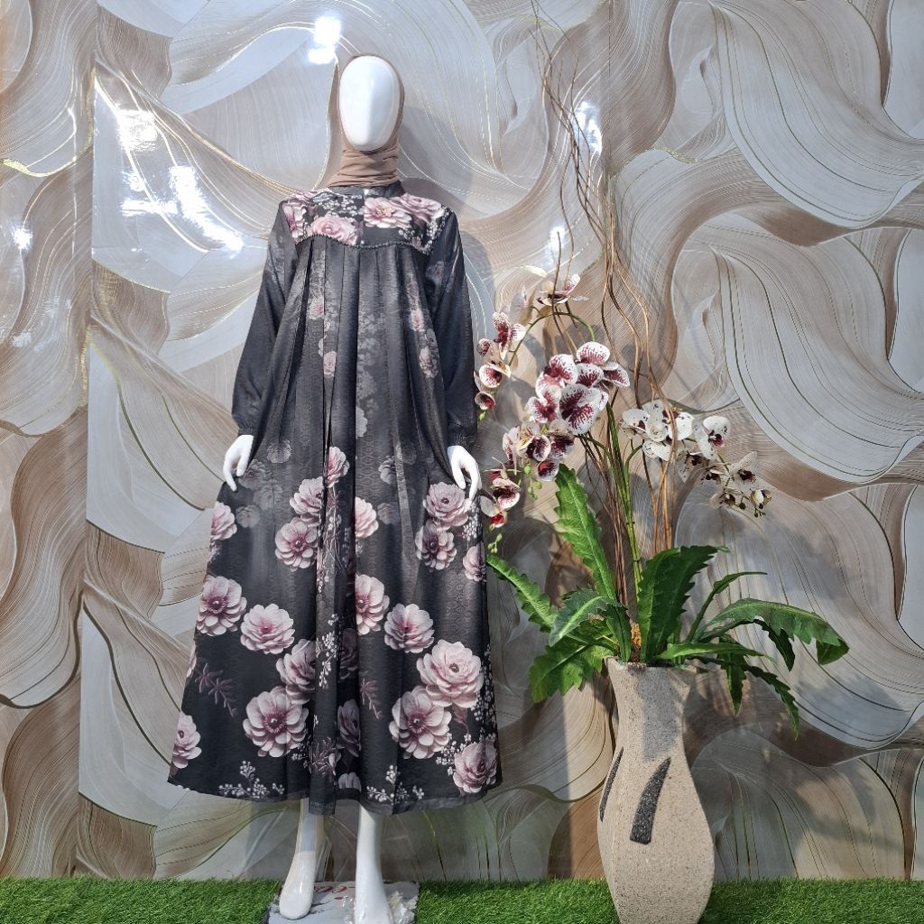 gamis terbaru//gamis biba motif//gamis motif bunga//gamis bermotif