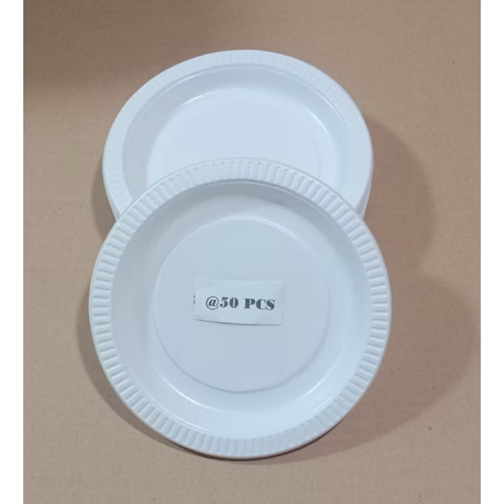 50pcs Piring Plastik Sedang P7 Merk Technoplast/Piring Makan Sedang/Piring Plastik