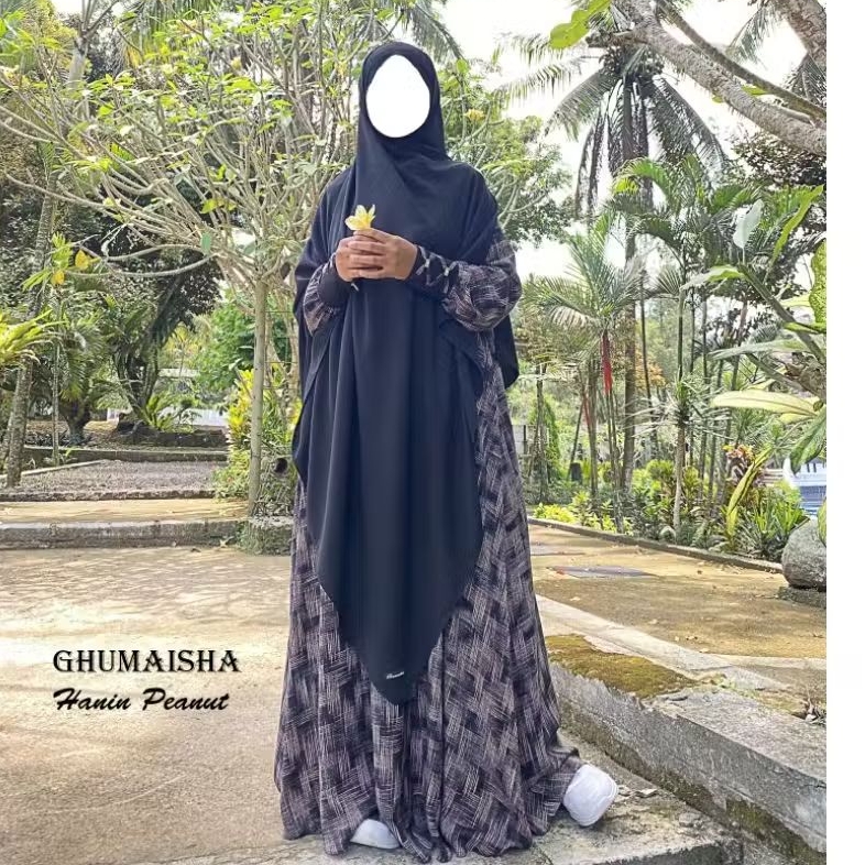 abaya viscos Hanin warna peanut by ghumaisha collection