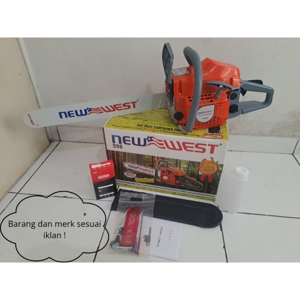 chainsaw new west 598 mesin gergaji 22 inch senso newwest 568