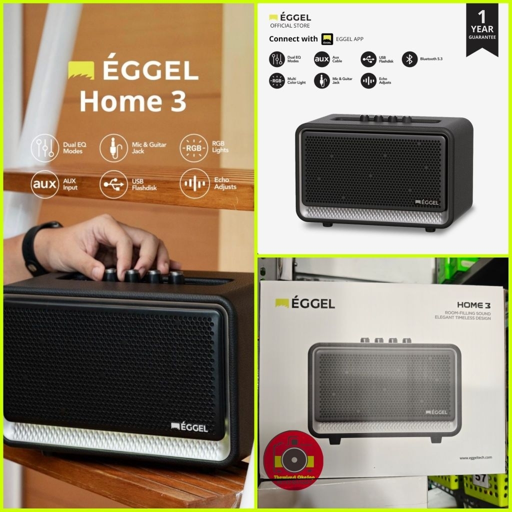 Eggel Home 3 Speaker Bluetooth Aux USB with Karaoke Function Mic Jack Guitar