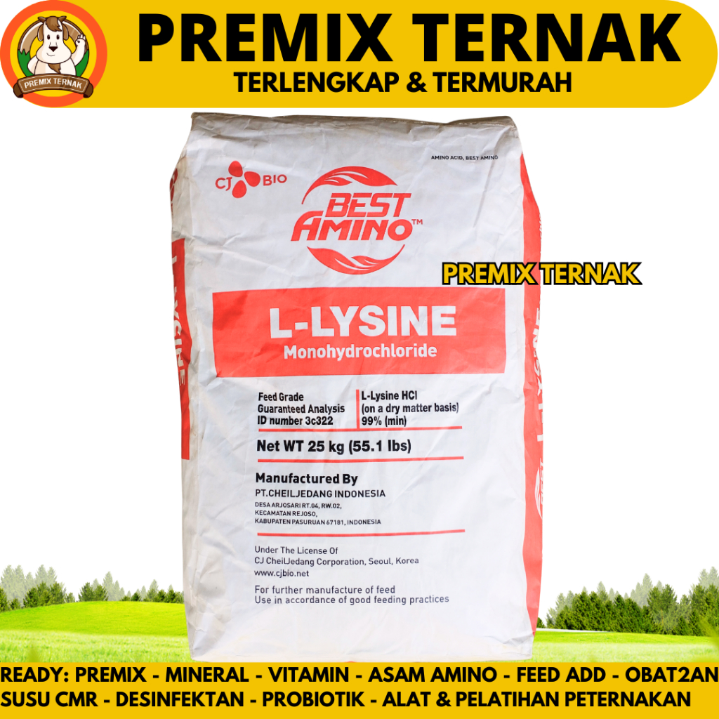 LYSINE 25 KG 1 SAK BESTAMINO CHEIL JEDANG - Suplemen Hewan Asam Amino Ternak Unggas Ruminansia Babi