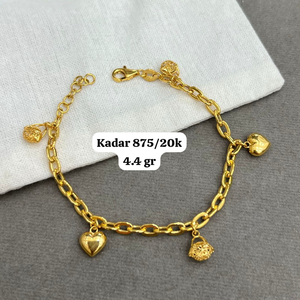 Gelang emas asli kadar 875 model kapal hati
