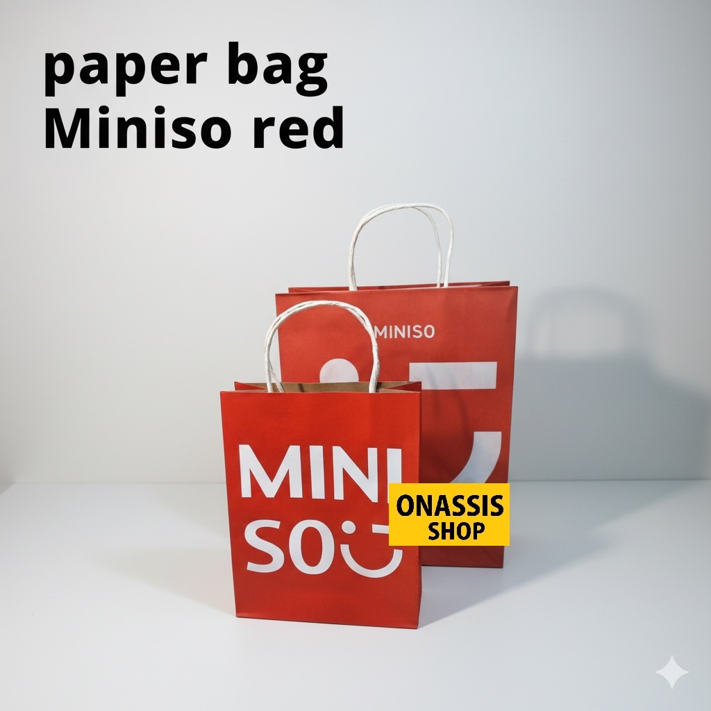 Paper bag kado Miniso Red shopping bag hampers pembungkus hadiah
