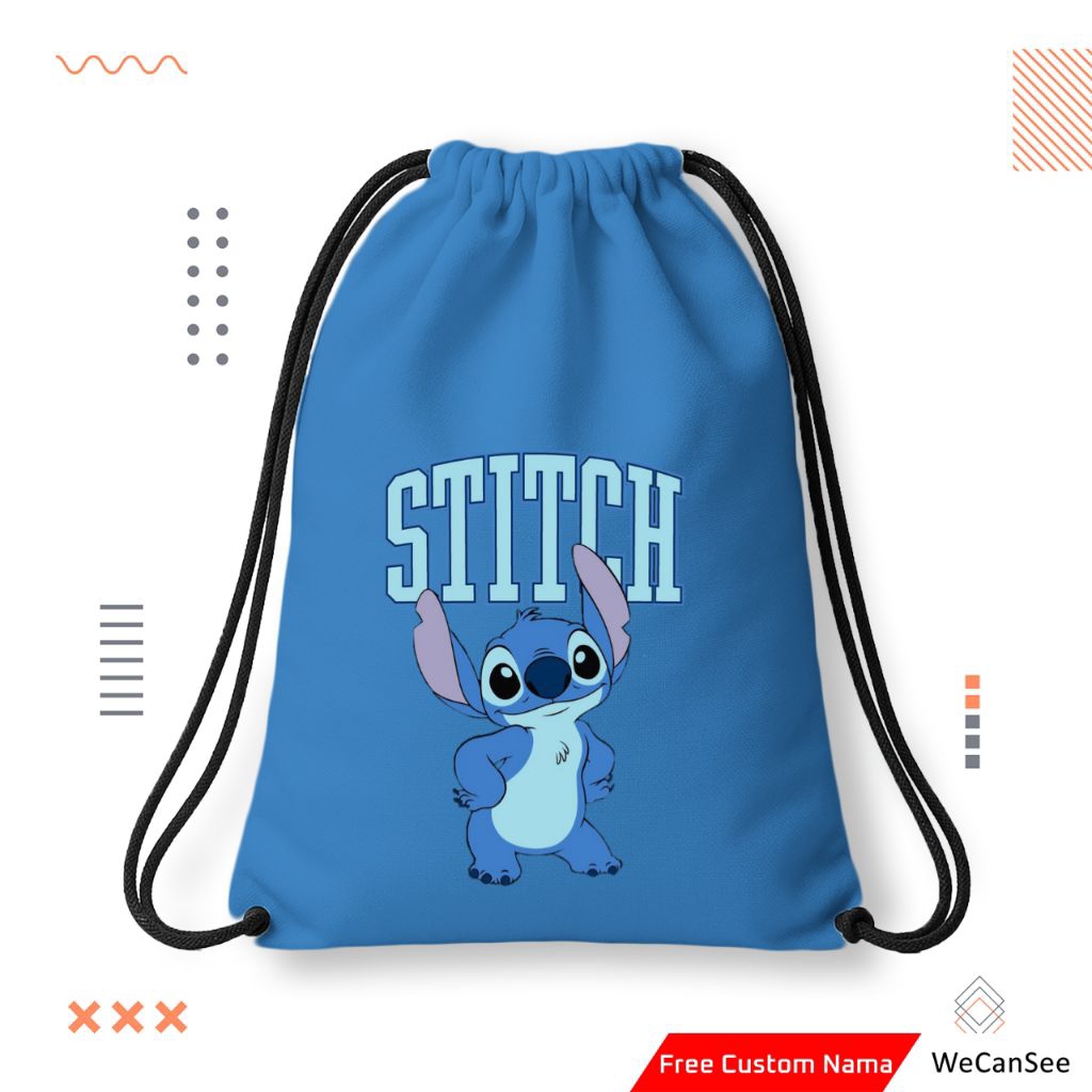 Tas Serut | Tas Serut Anak | Tas Serut Anak STITCH LITTLE Custom Nama | Stringbag | Tas Serut Custom