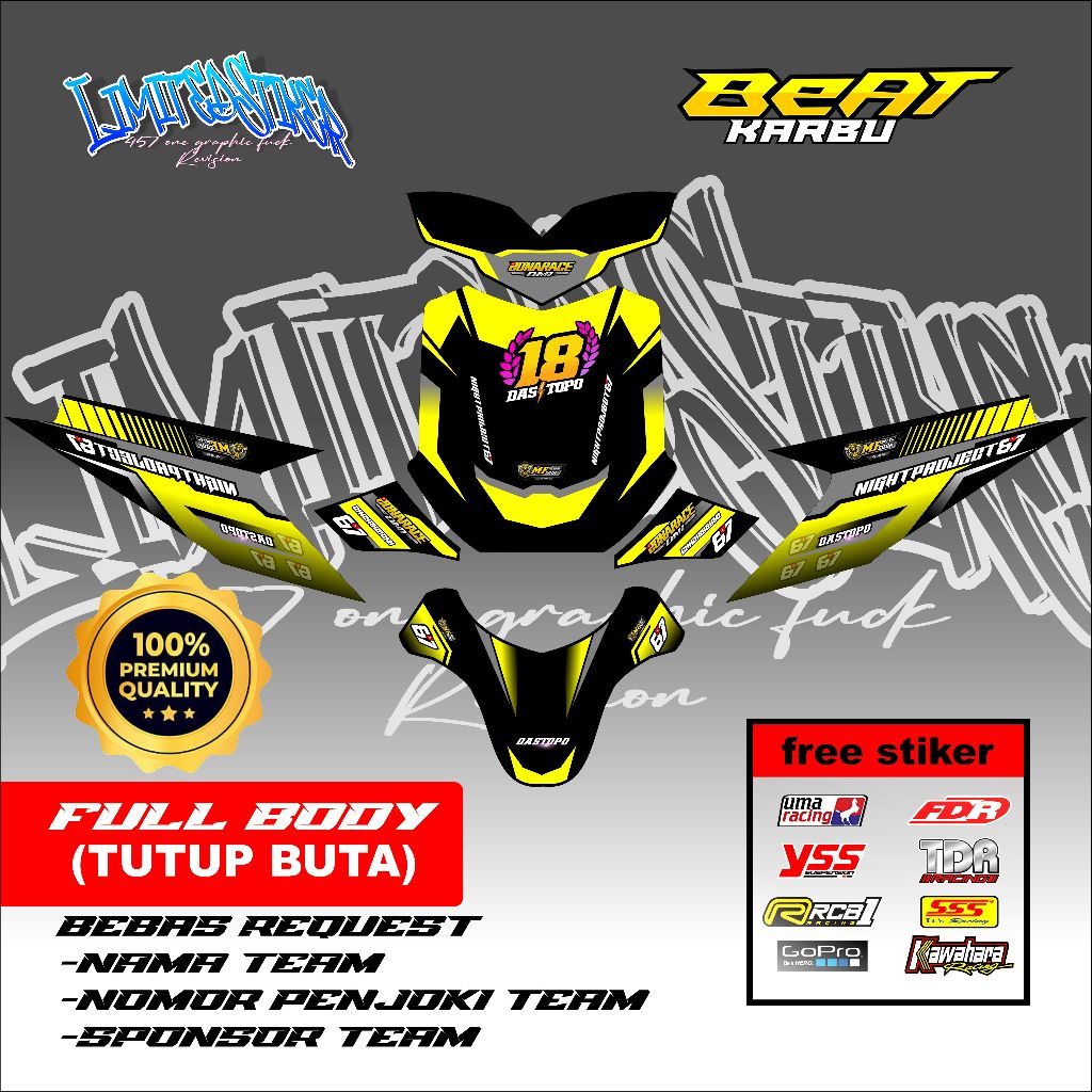 Stiker Beat Karbu Full Body tutub buta Custom MAXDECAL