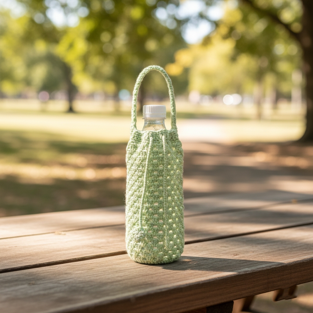 Tas Botol Rajut 500 ml cantik serbaguna warna hijau / Sarung Botol Rajut Murah