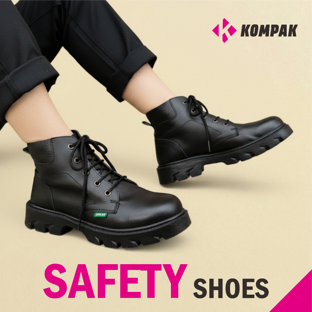 [ KOMPAK ] SEPATU SAFETY BOOTS TALI PRIA SAFETY SHOES SEFTY SEPTI PROYEK BOOTS KULIT JERUK TINGGI