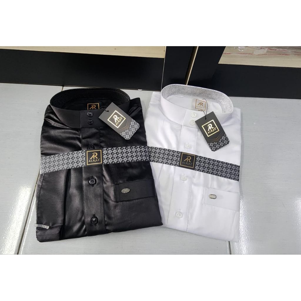 jubah | model hasan | gamis alraz polyester polos lengan panjang non manset | khusu hitam dan putih