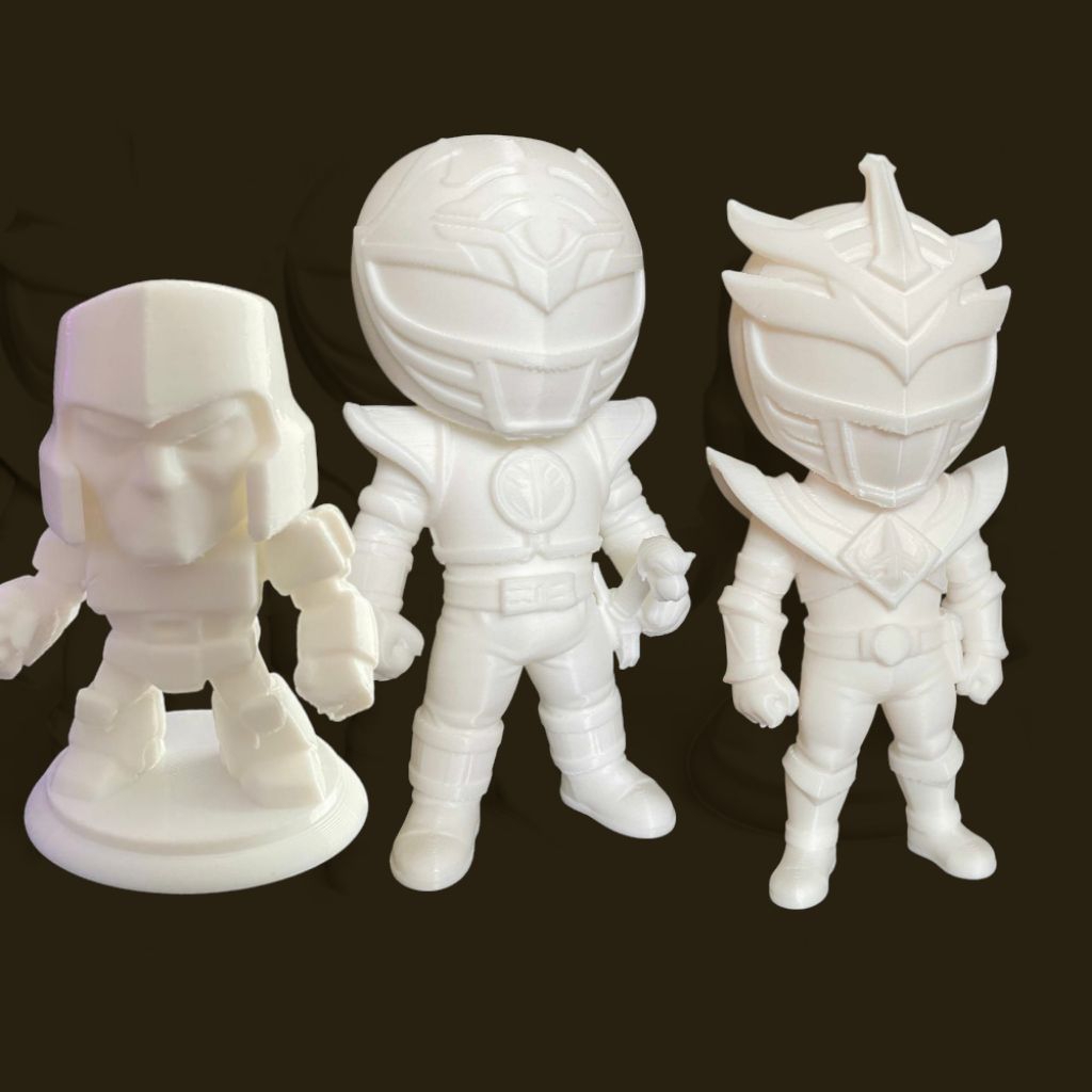 “Hero Chibi Collection – Lord Drakon | Megatron | White Ranger”Figur 3D Eksklusif Koleksi Superhero 