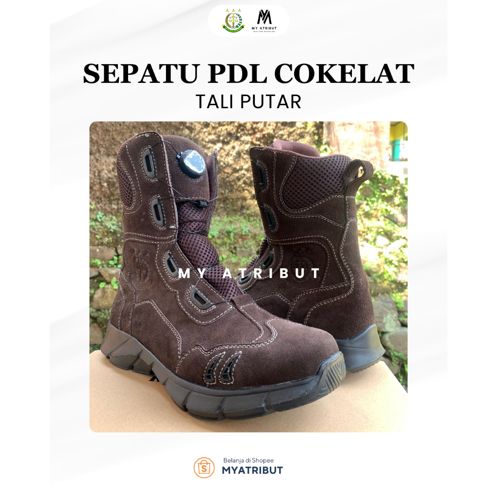Sepatu PDL Cokelat Kejaksaan Model Tali Putar | Sepatu PDL Kejaksaan